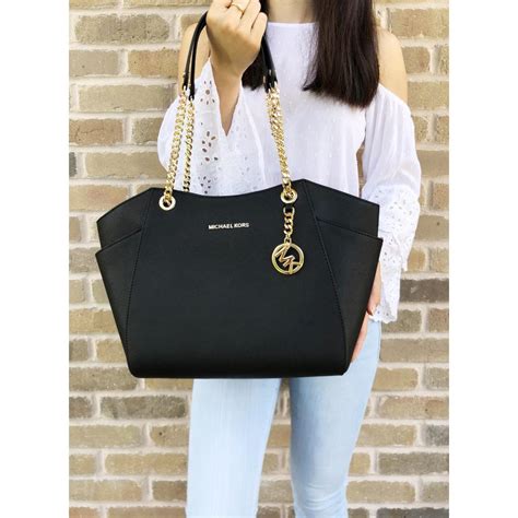 michael kors chain shoulder tote bag saffiano leather|michael kors saffiano large tote.